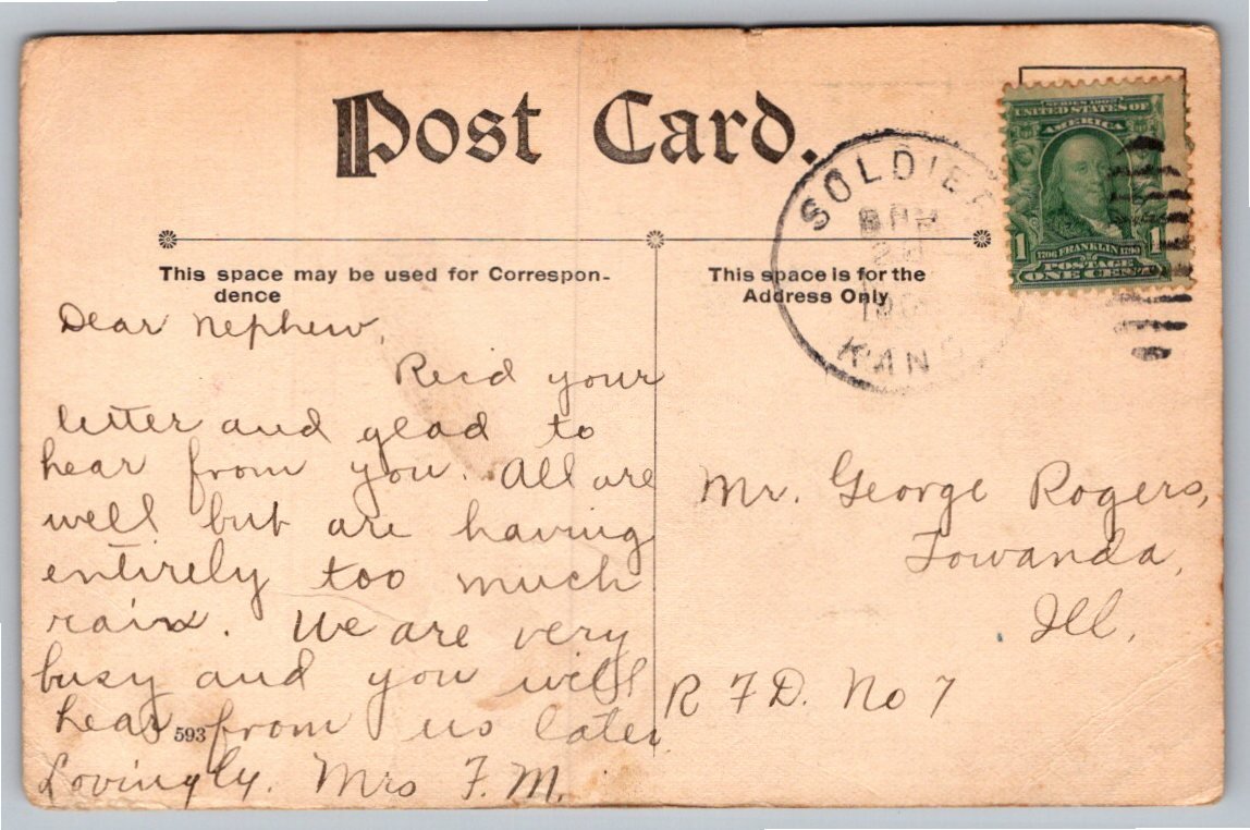 1908 Antique Postcard Willing Pupils Children & Performing Dogs - Back / Reverse View