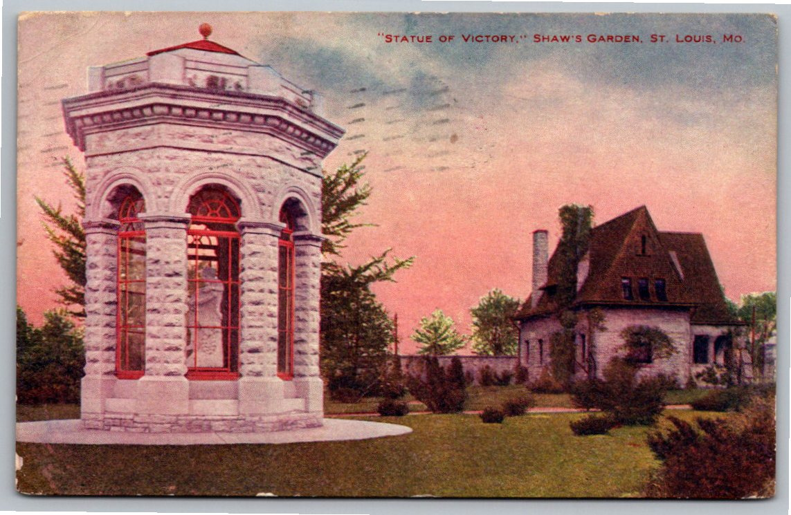 1908 Shaw's Garden Statue of Victory St. Louis Vintage Postcard