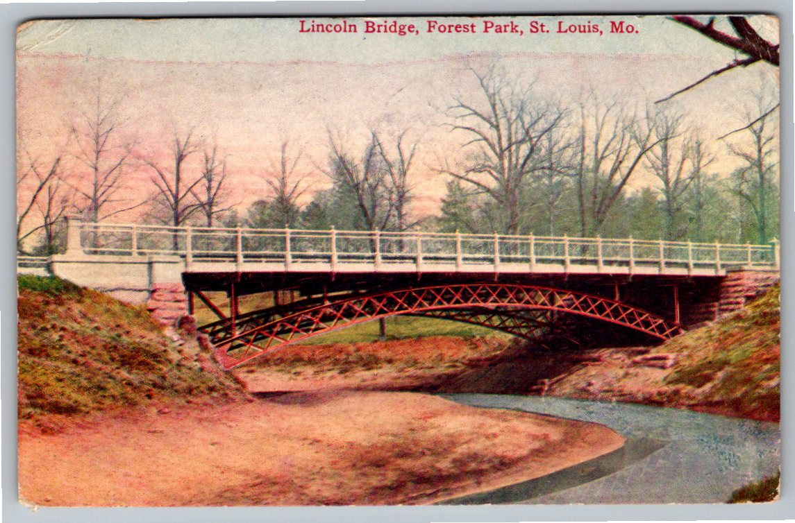 1910 Forest Park Lincoln Bridge St. Louis Missouri Vintage