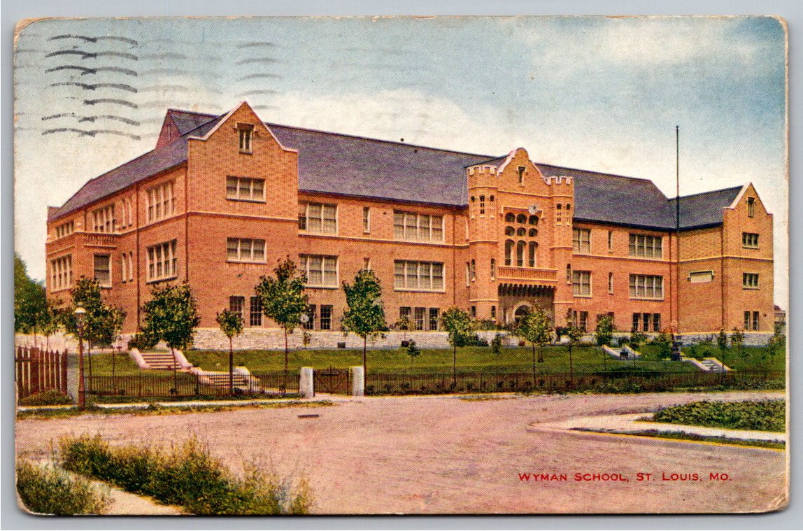 1908 Wyman Elementary School Postcard: Early St. Louis History