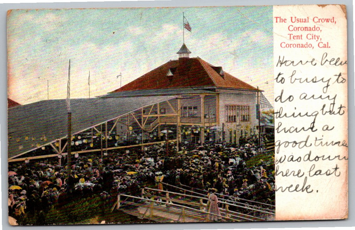 Vintage 1907 Coronado Tent City Pavilion Postcard: California