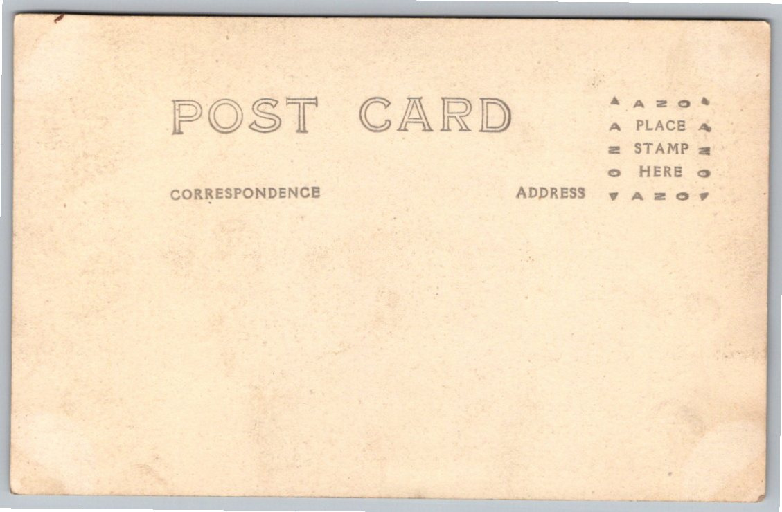 Vintage c.1910 Real Photo Postcard: Boy Hugging Dog in Oversized - Back / Reverse View