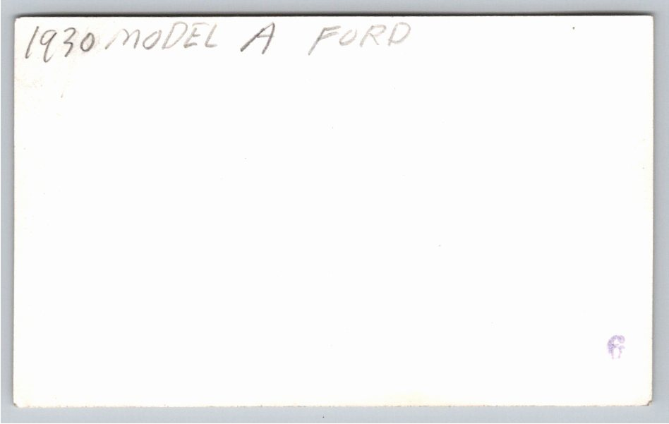Vintage 1930 Model A Ford Group Portrait Black & White Snapshot - Back / Reverse View