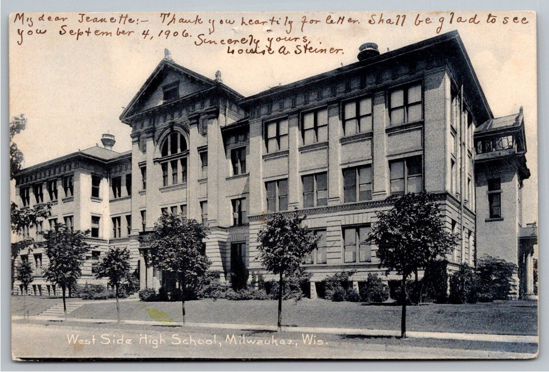 Vintage 1906 Milwaukee West Side High School Undivided Postcard
