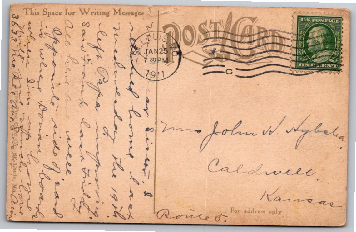 1911 Silver Moon Restaurant Postcard: Hotel Moser St. Louis - Angle / View 2