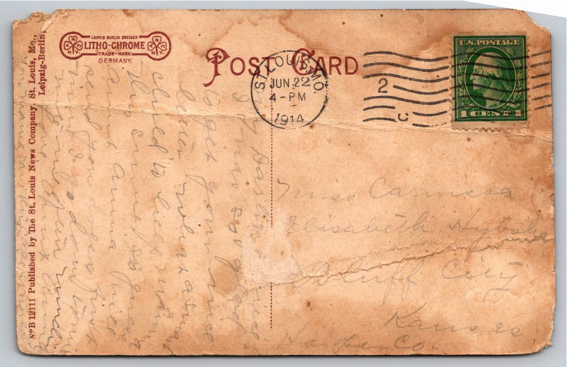 Vintage 1914 Forest Park Bird Cage Aviary Postcard St. Louis MO - Back / Reverse View