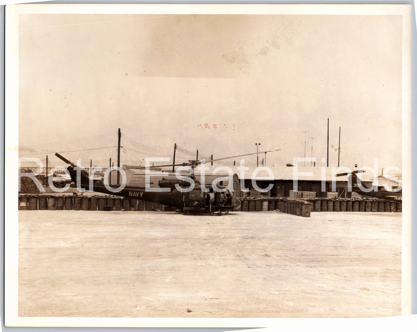 Vintage 1960s US Navy UH-1 Huey Gunship Photo - Ben Luc Vietnam