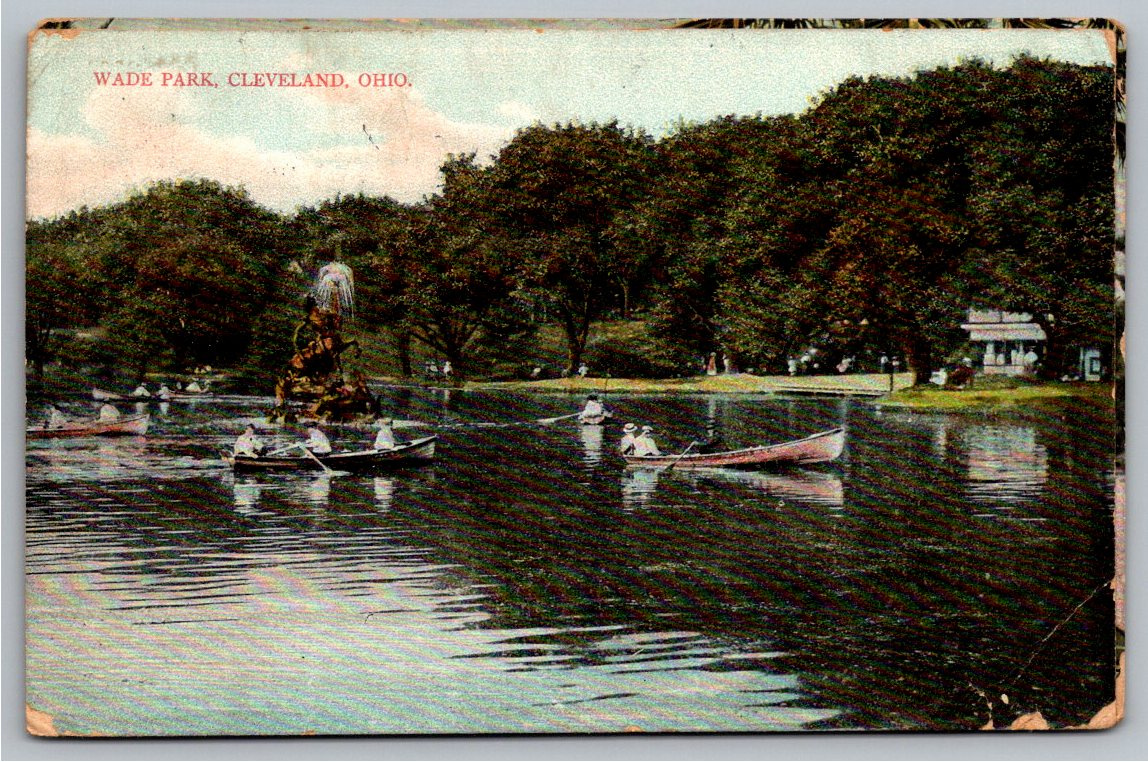 Antique 1907 Wade Park Cleveland Ohio Postcard Fountain & Lagoon