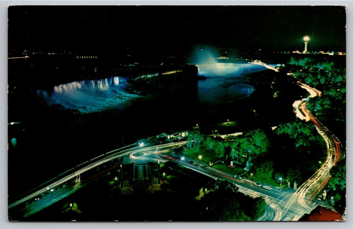 Vintage Niagara Falls at Night Postcard: Ontario Canada Scenic