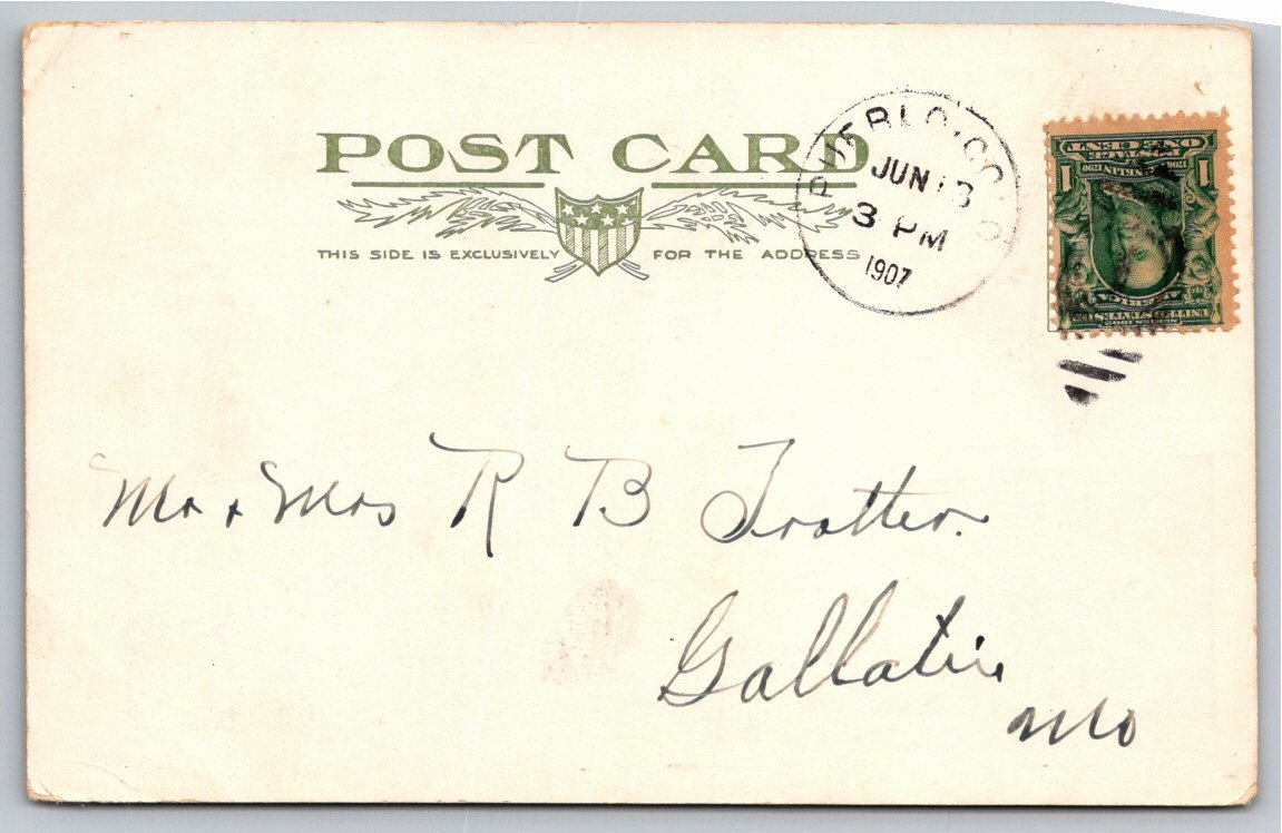 Antique 1907 Pueblo Colorado Union Depot Undivided Back Postcard - Back / Reverse View