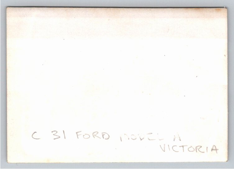 1931 Ford Model A Victoria Coupe Vintage Black & White Photograph - Back / Reverse View