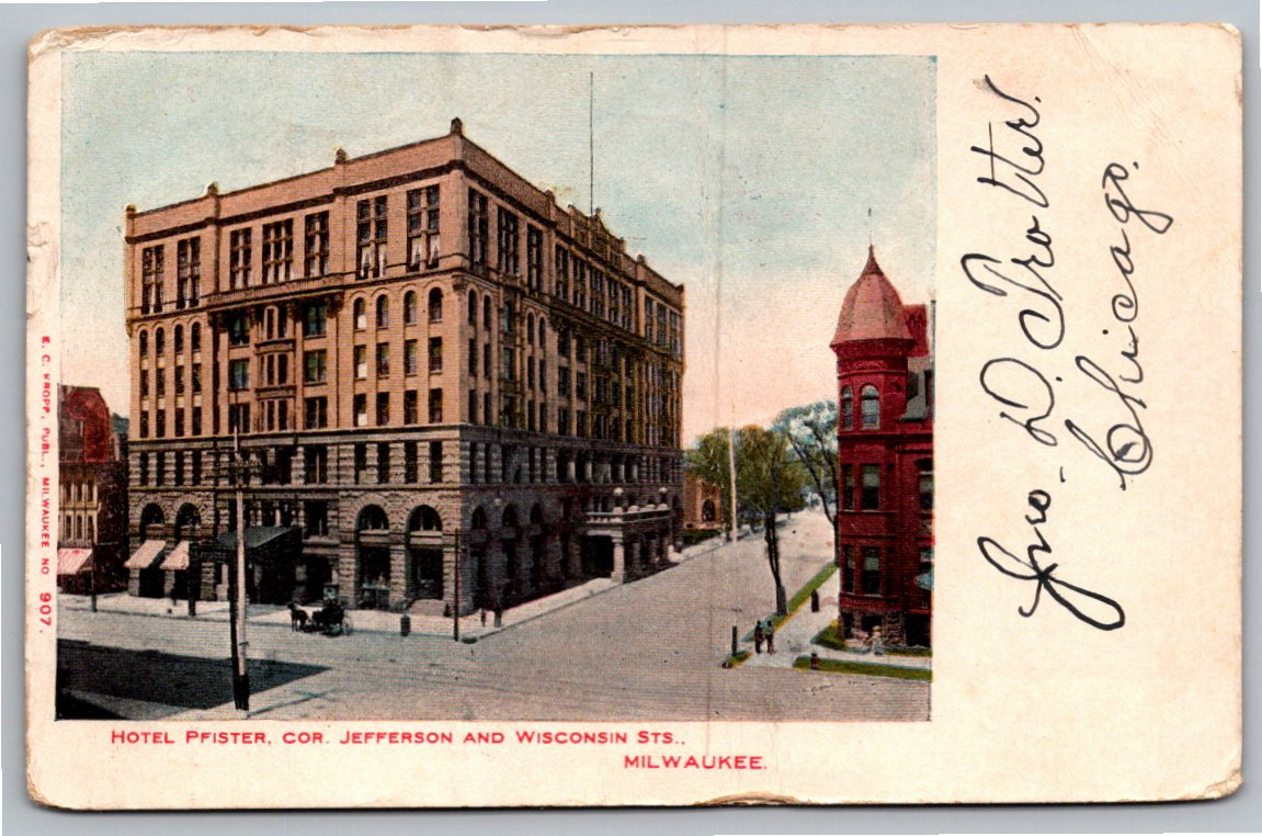 1905 Hotel Pfister Milwaukee Wisconsin Undivided Back Postcard
