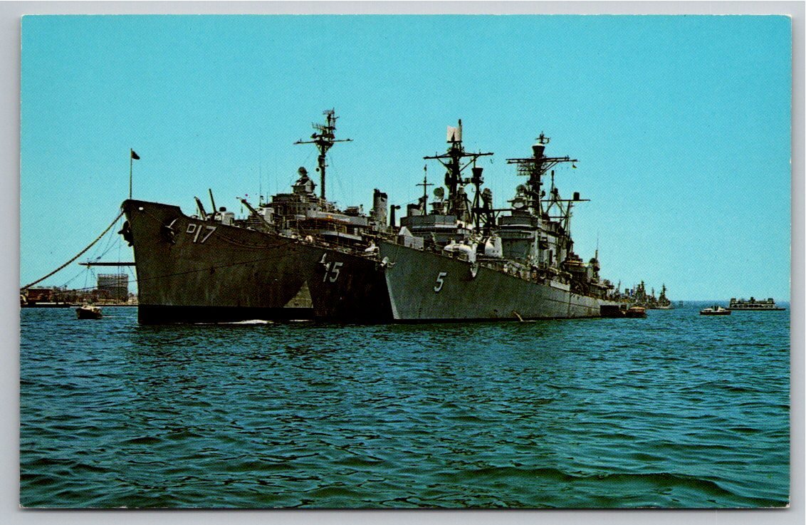1960s Vintage San Diego Bay US Navy Destroyer Tender Postcard