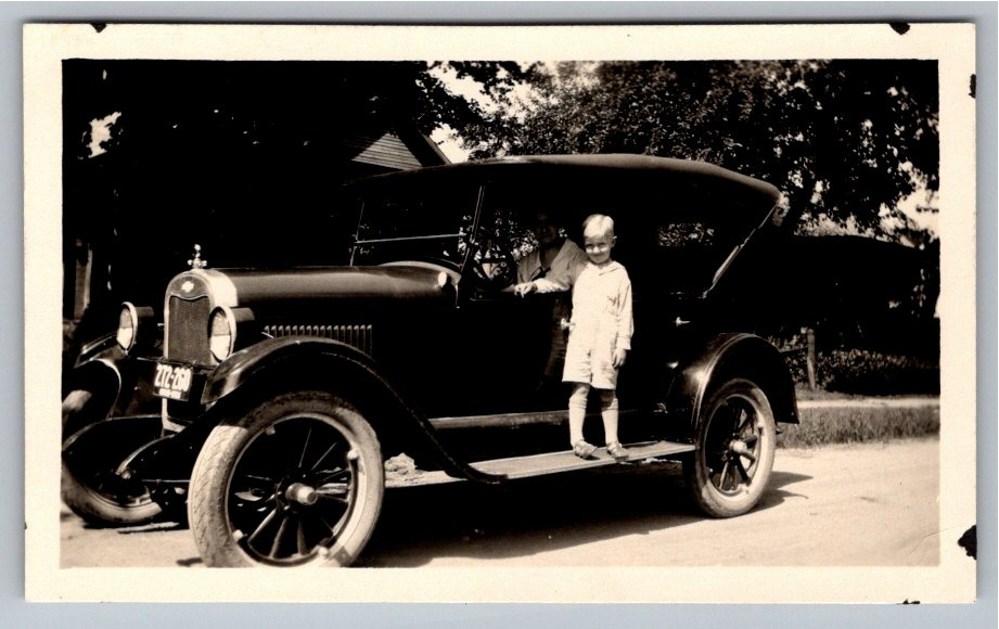 1926 Chevrolet Touring Car Vintage Photo: Boy on Running Board