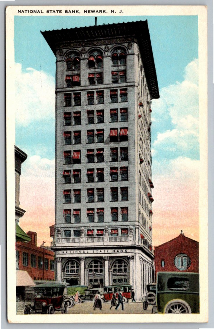 Vintage 1920s National State Bank Postcard Newark New Jersey