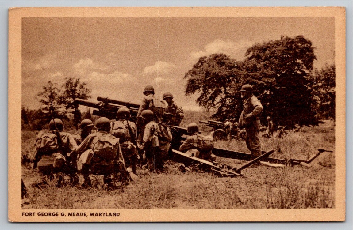 Vintage Fort George G. Meade Maryland Artillery Training Postcard