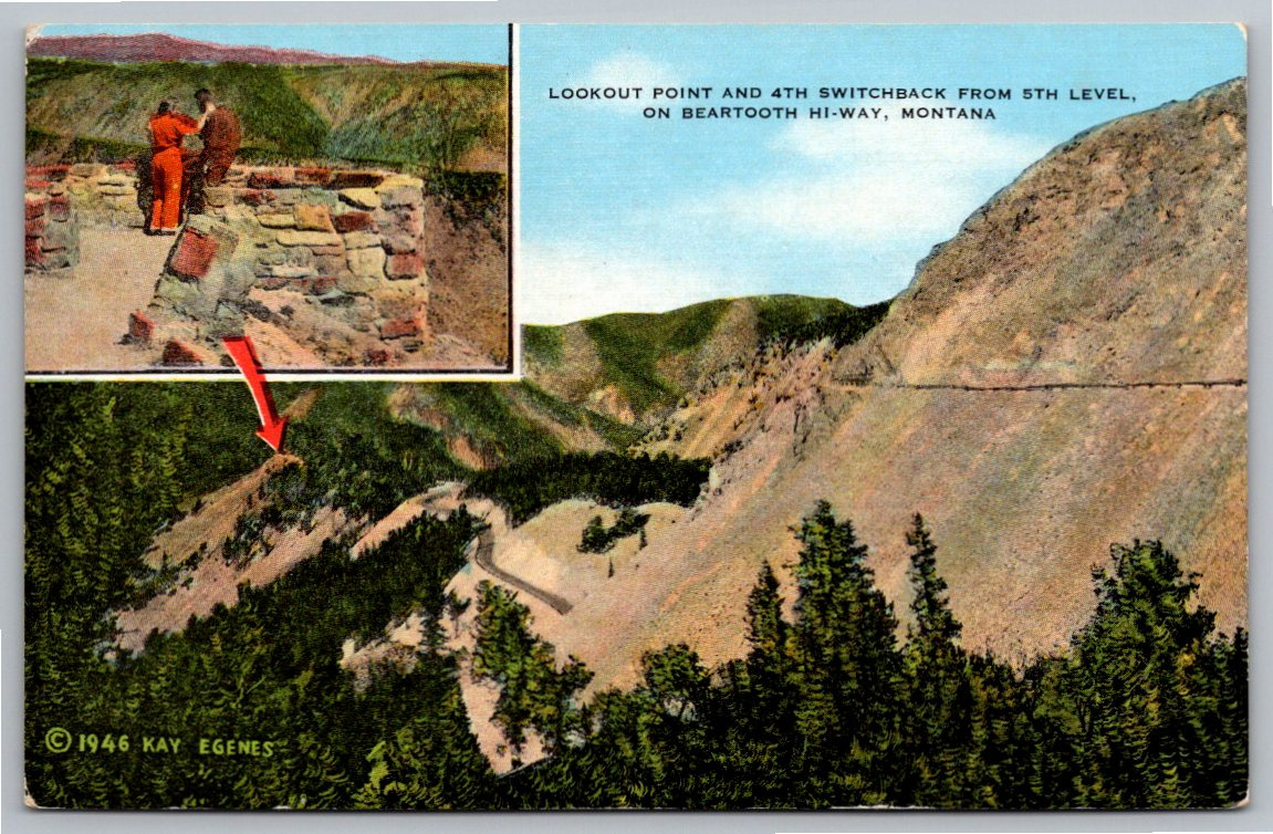 Vintage 1946 Beartooth Highway Lookout Point Montana Postcard