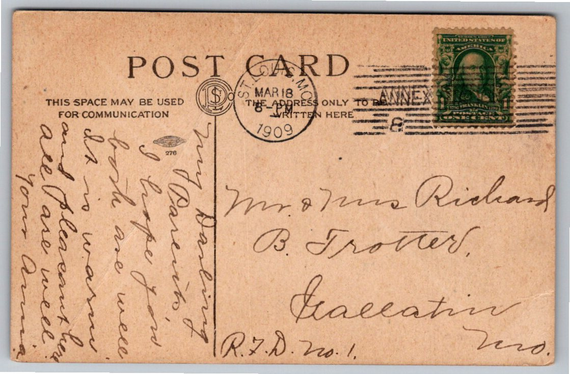 1909 St. Louis Tuscan Lodge A.F. & A.M. Masonic Postcard Set - Angle / View 2