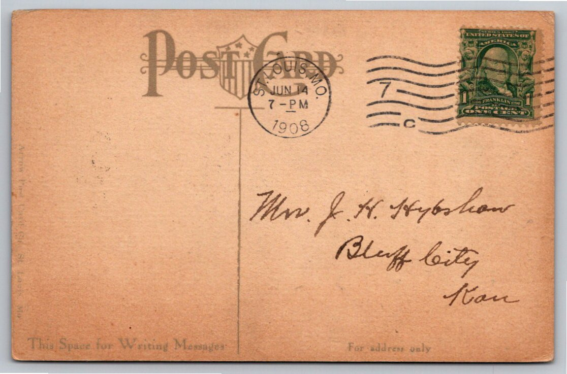1908 Benton Park Lake Pathway St. Louis Missouri Vintage Postcard - Back / Reverse View