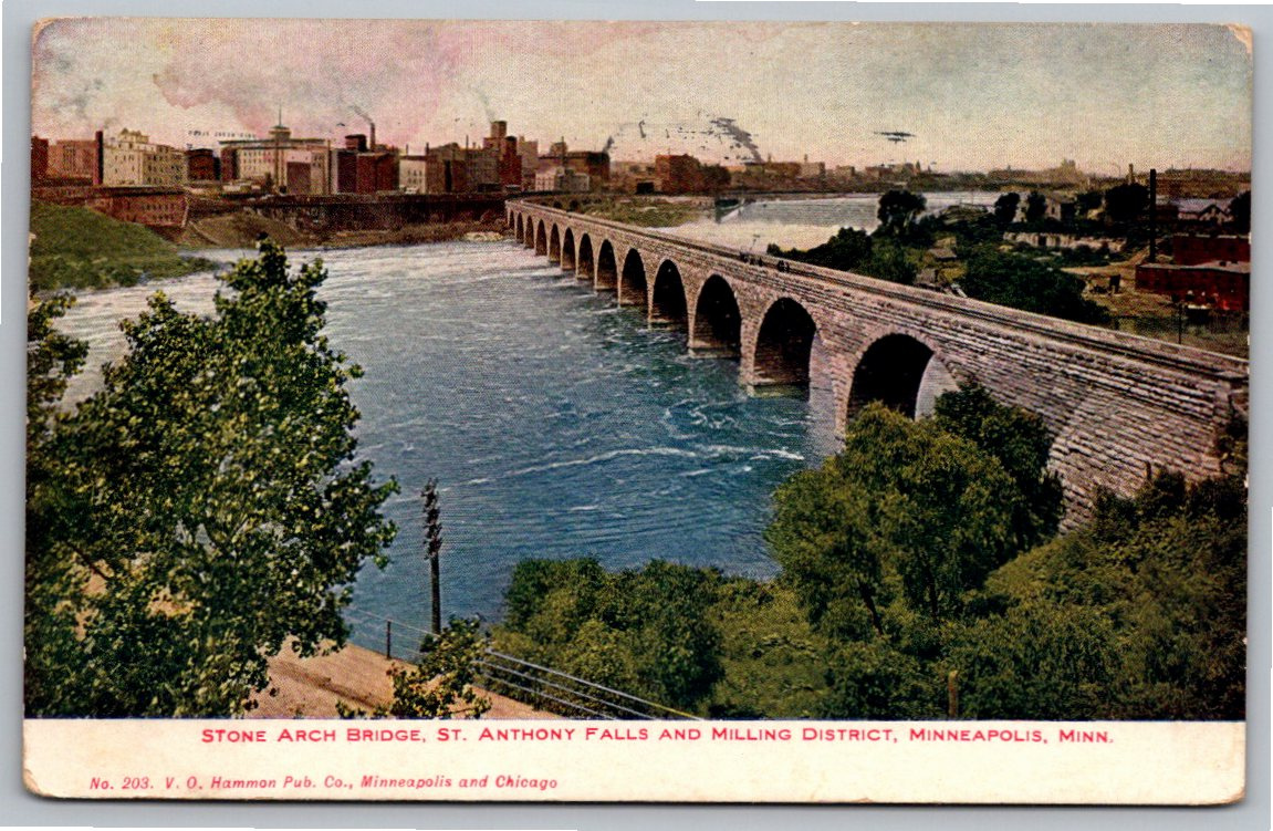 1910 Stone Arch Bridge & St. Anthony Falls Minneapolis MN