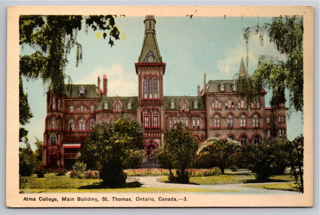 Antique Alma College Postcard St. Thomas Ontario PECO