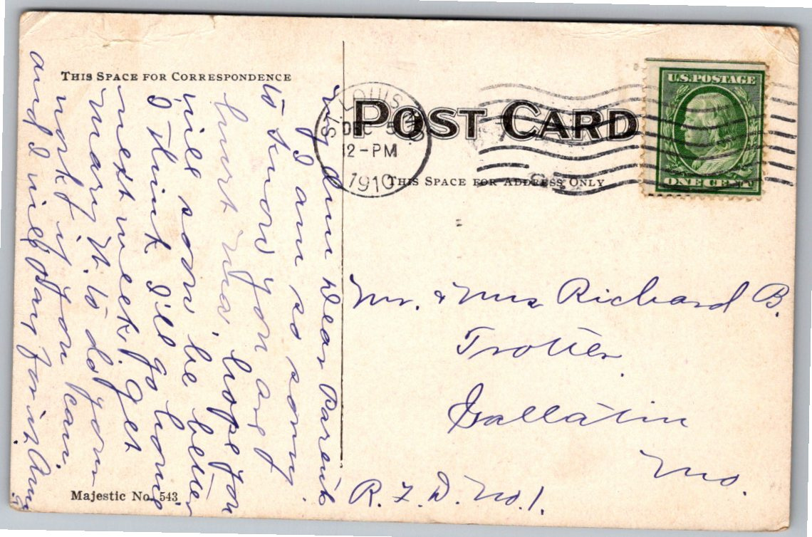 1910 Shaws Garden St. Louis Greenhouse & Lily Pond Postcard - Back / Reverse View