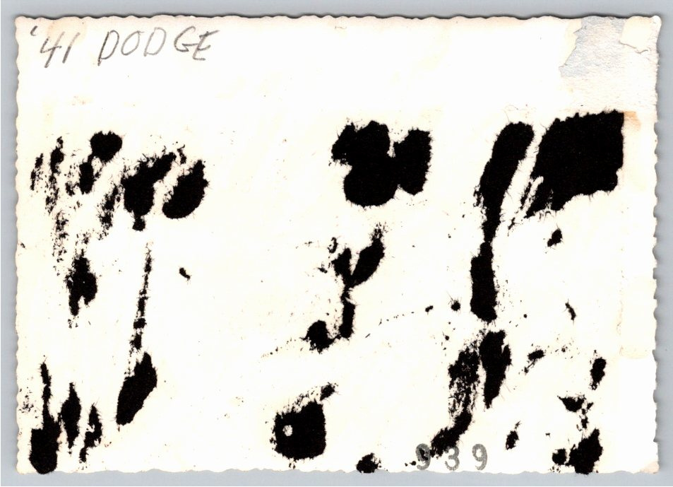 Vintage 1941 Dodge Road Trip Photo Snapshot with Popped Hood - Back / Reverse View