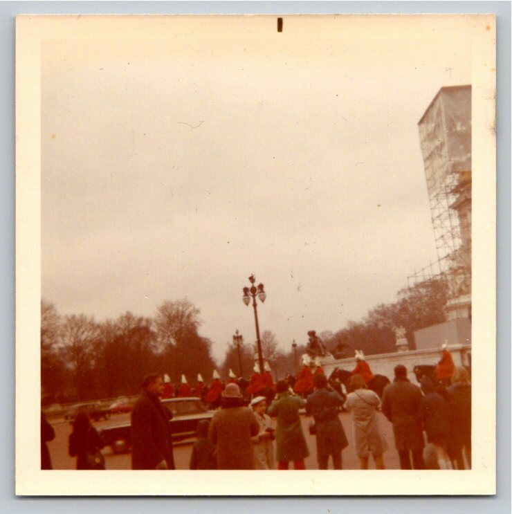 1970 Vintage London Photo: Mounted Horse Guards at Buckingham