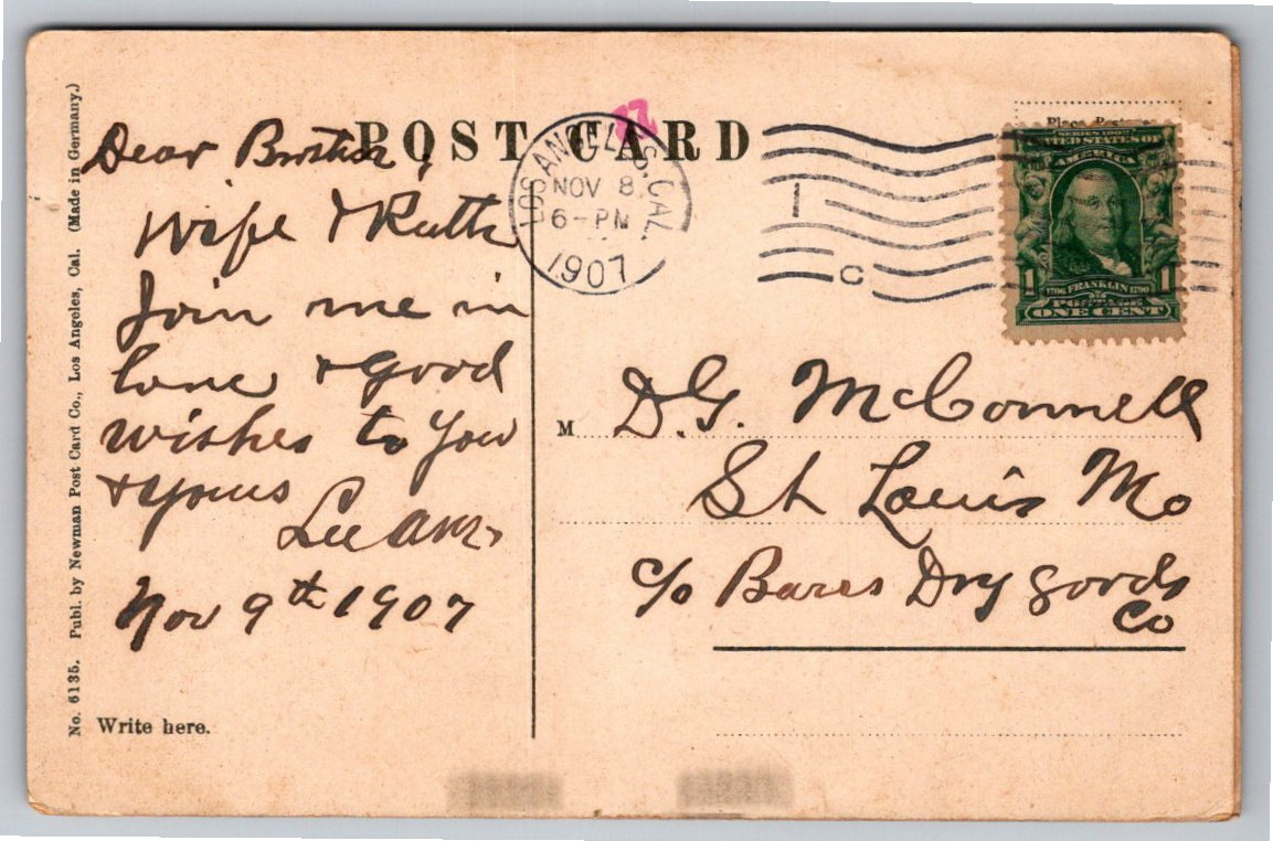 Antique 1907 Wade Park Cleveland Ohio Postcard Fountain & Lagoon - Back / Reverse View