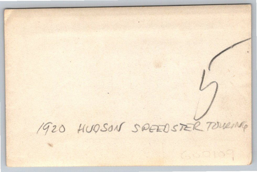 Vintage 1920 Hudson Speedster Touring Car Black & White Photo - Back / Reverse View