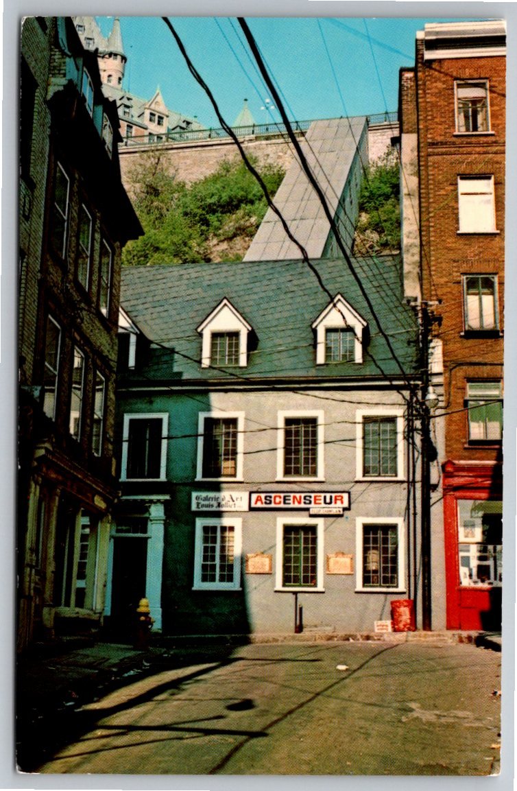 Vintage Quebec City Postcard: Funicular Incline Railway & Château