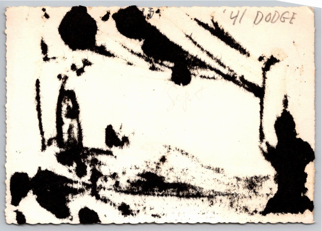 1941 Dodge Convertible Vintage Deckle Edge B&W Snapshot Photo - Back / Reverse View