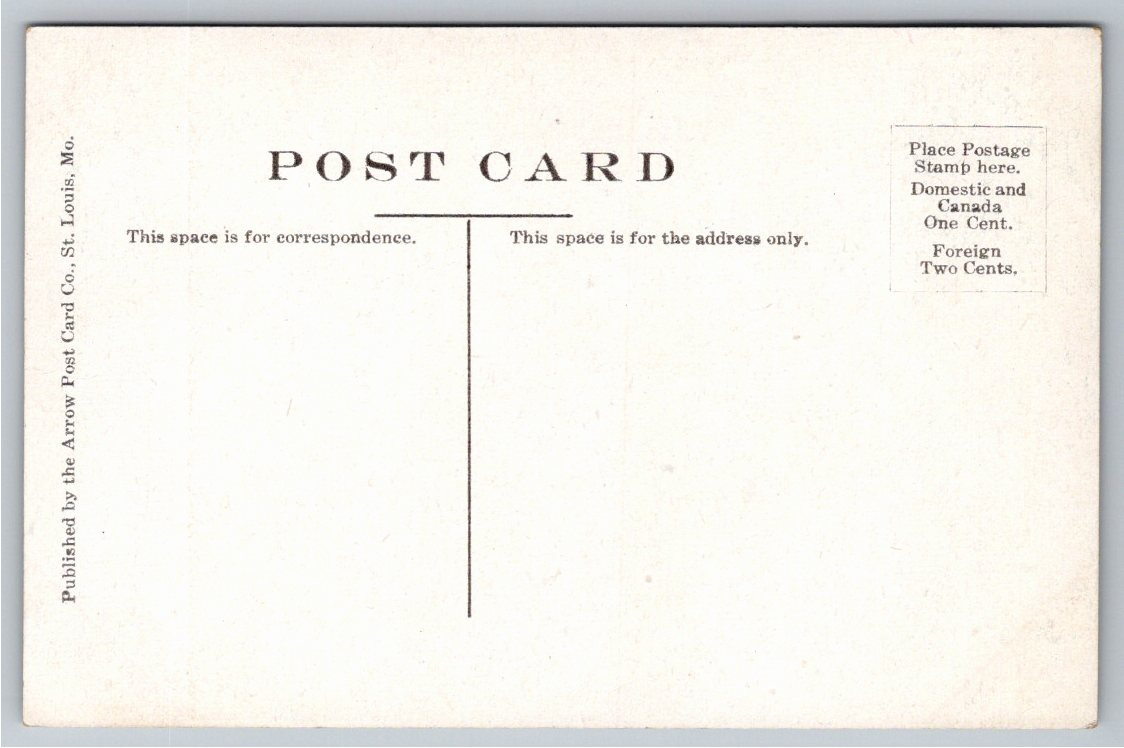 1848 St. Louis Fire Brigade Vintage Postcard: Olive & 4th Street - Back / Reverse View