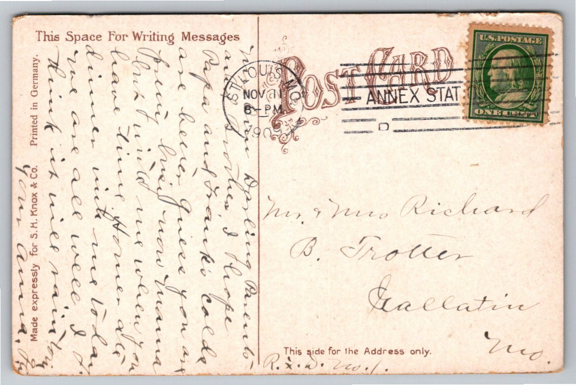 Antique 1908 Forest Park Bridge & River Des Peres St. Louis - Back / Reverse View