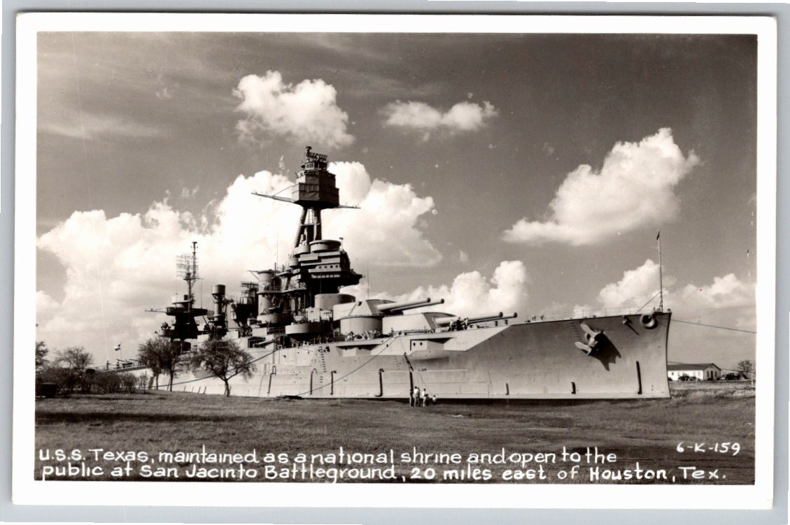 1950s USS Texas Battleship San Jacinto Houston Vintage RPPC