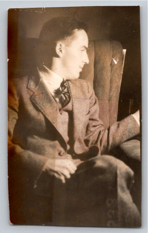 1920s Dapper Gentleman in Tweed Suit Vintage Sepia Photograph