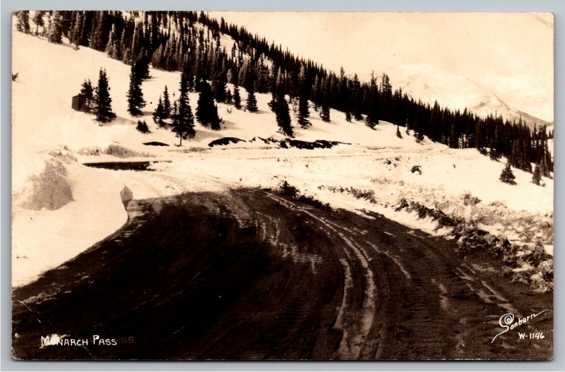 1940s Monarch Pass Colorado Snow Highway RPPC Real Photo Postcard