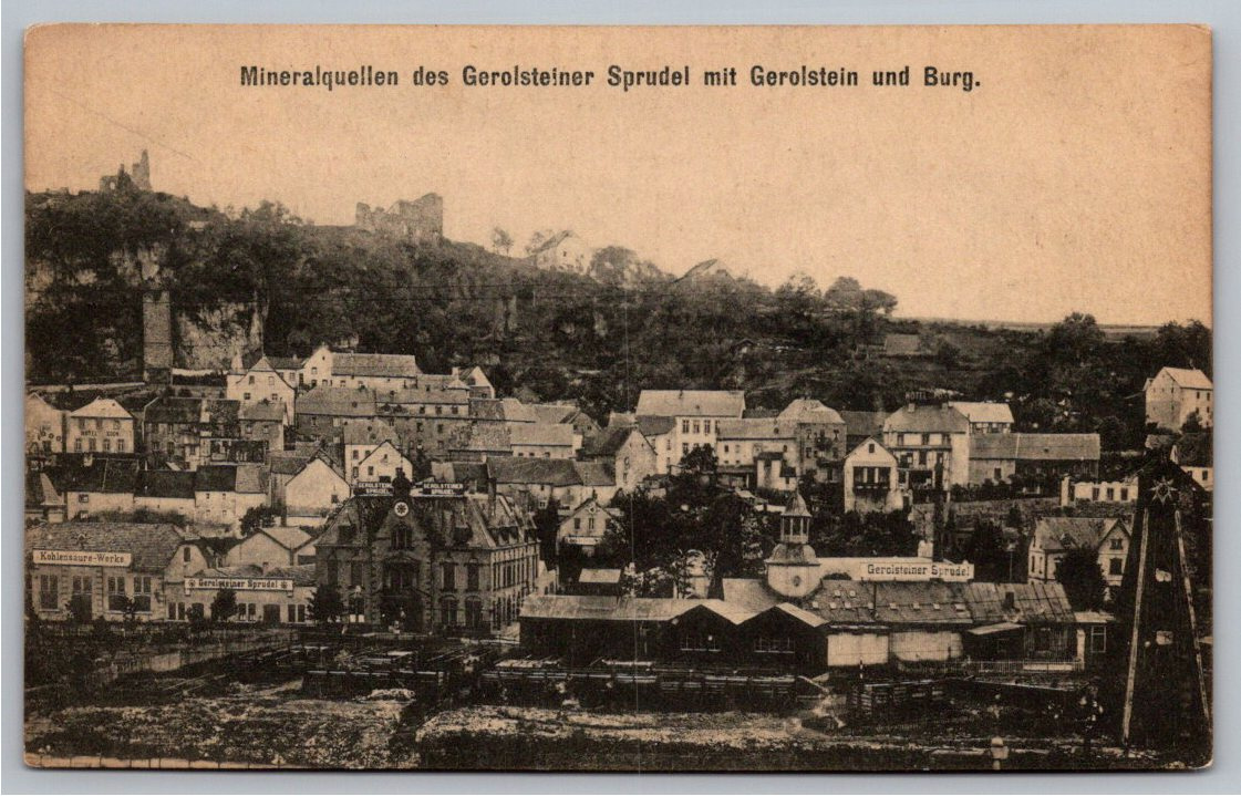 1919 Gerolstein Germany Mineral Springs & Castle Vintage Postcard