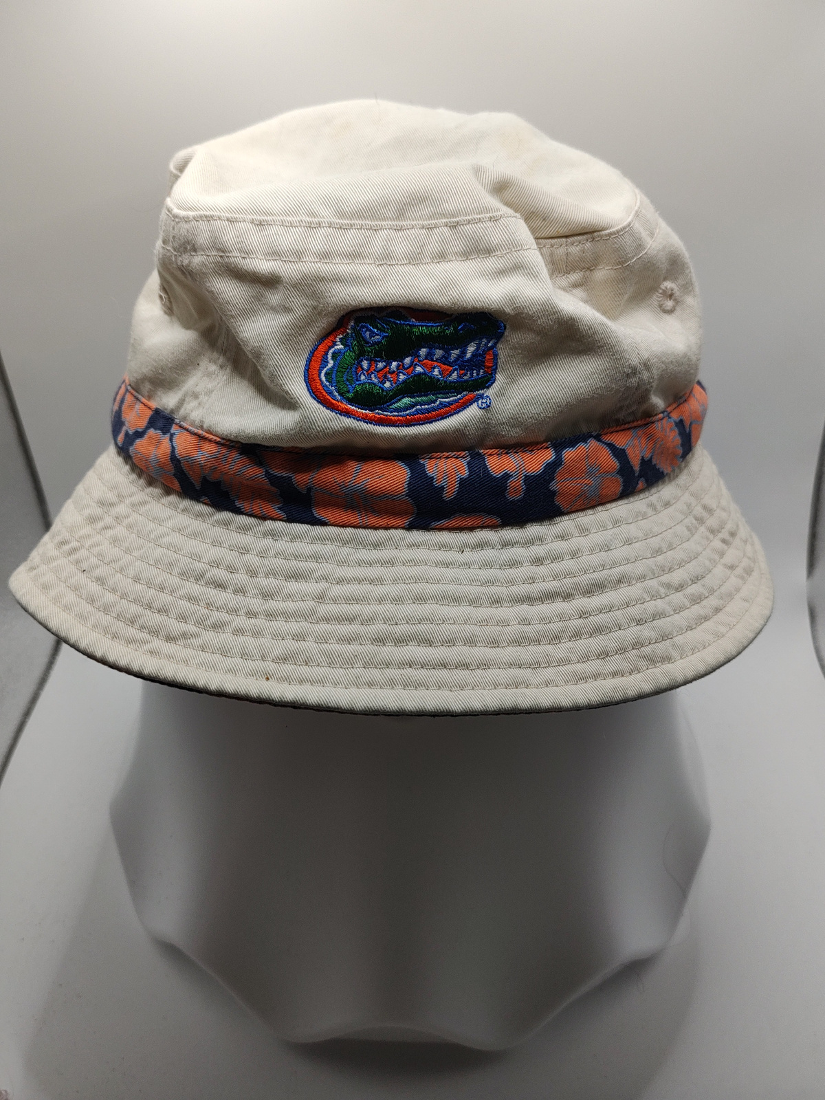 Vintage Florida Gators Ahead Floral Brim Cream Bucket Hat
