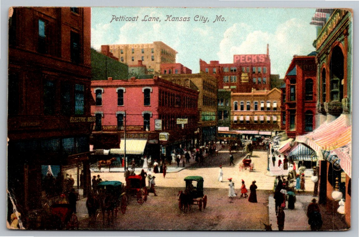 Vintage 1907 Petticoat Lane Kansas City Postcard | Antique MO