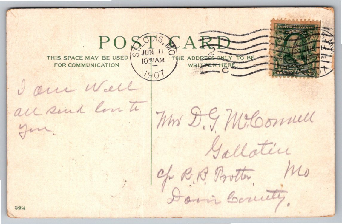 1907 Vintage Paris Color Postcard: Porte Saint-Denis Boulevard - Back / Reverse View