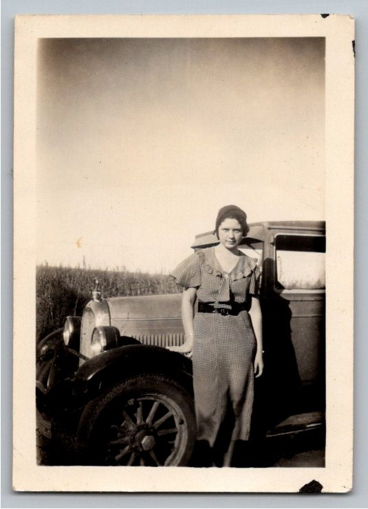 Vintage 1928 Whippet Automobile Photo Snapshot | 1920s Fashion