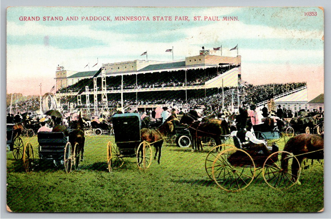 c1907 Minnesota State Fair Grandstand & Paddock Postcard