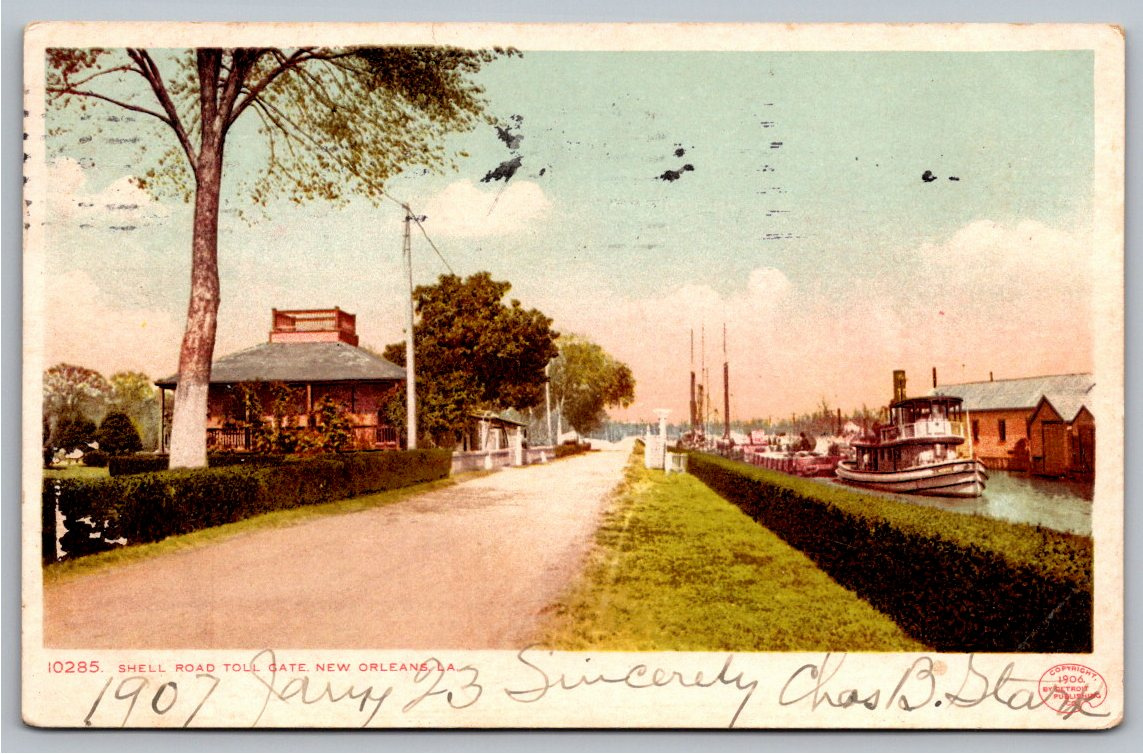 1906 Shell Road Toll Gate New Orleans Postcard Detroit