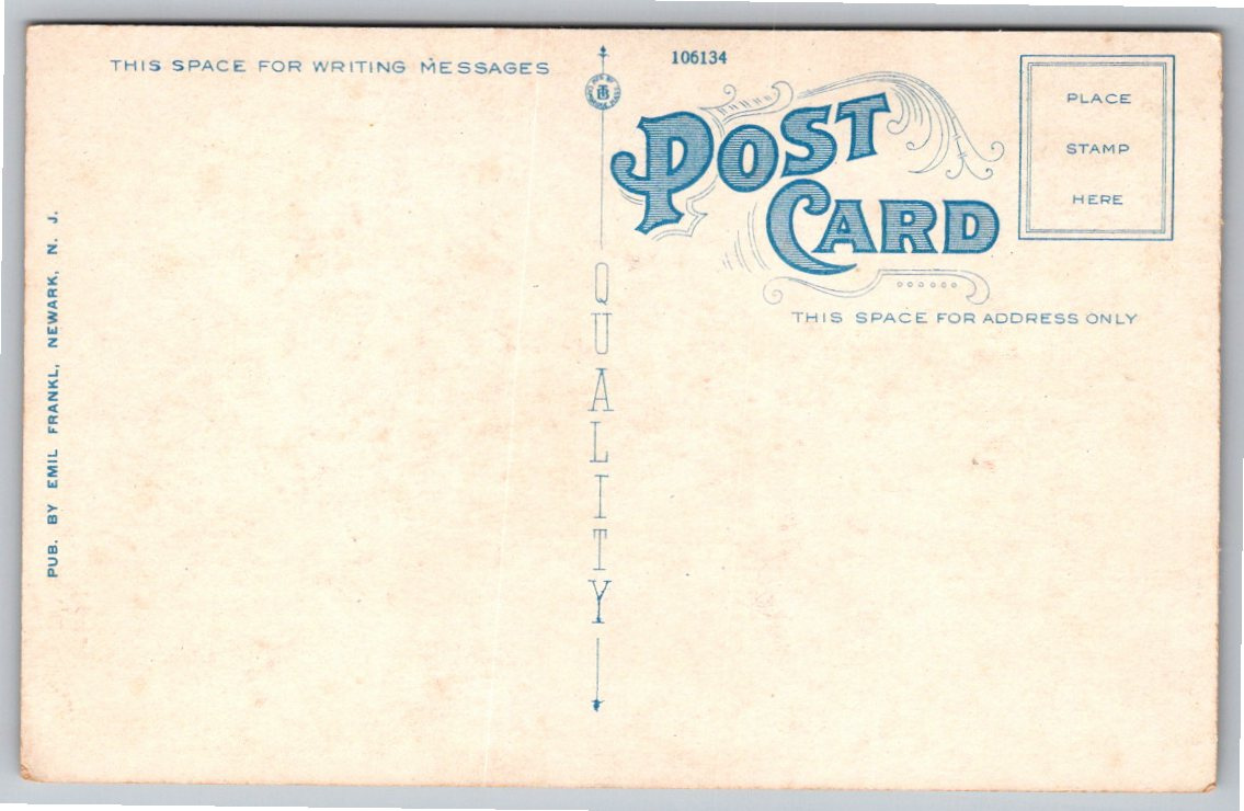 Vintage 1920s National State Bank Postcard Newark New Jersey - Back / Reverse View
