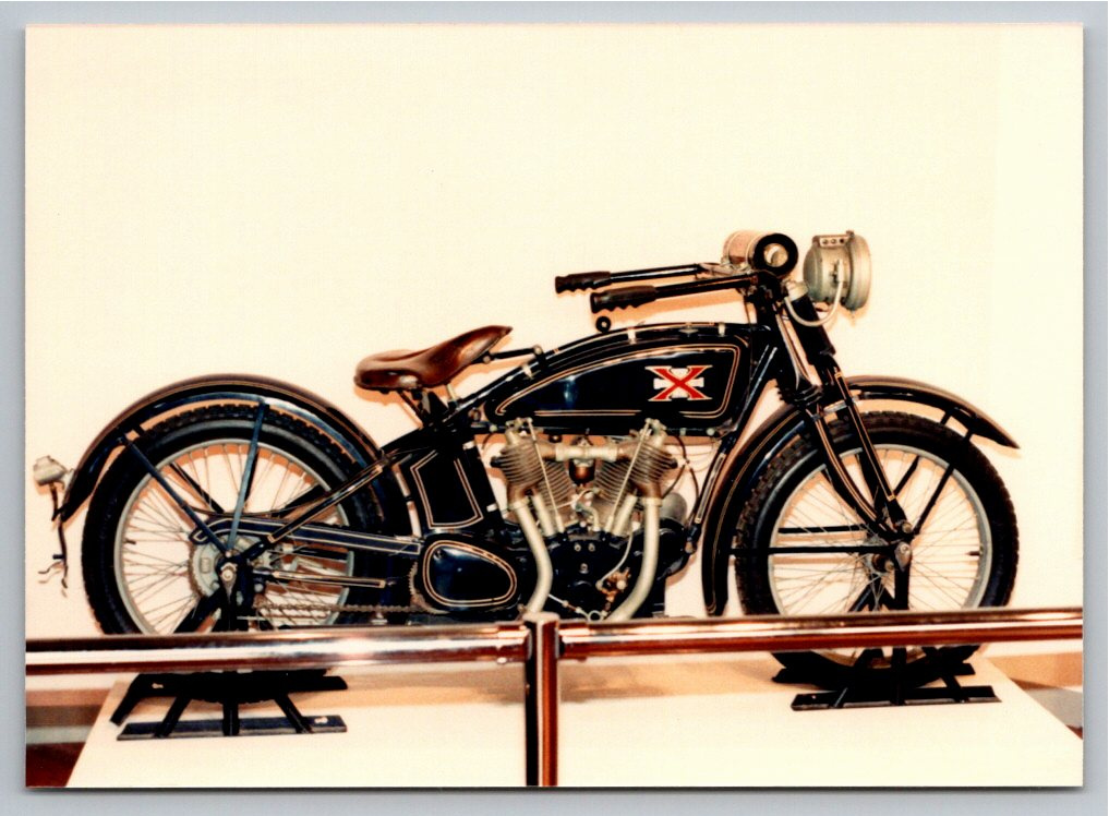 Vintage 1980s Photo: Excelsior Super X Motorcycle Museum Display