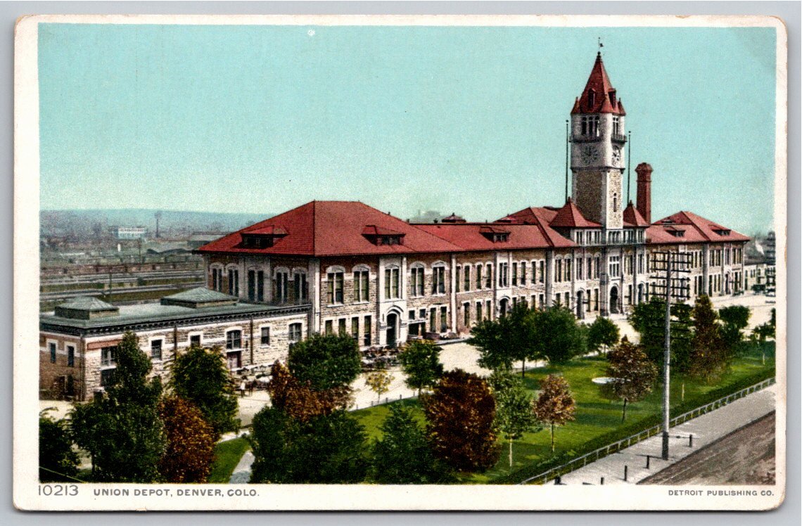 Vintage Denver Union Depot Postcard: Detroit Publishing Phostint