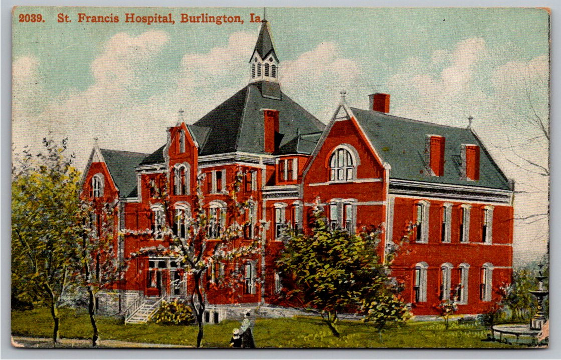1911 St. Francis Hospital Postcard - Burlington, Iowa Heritage