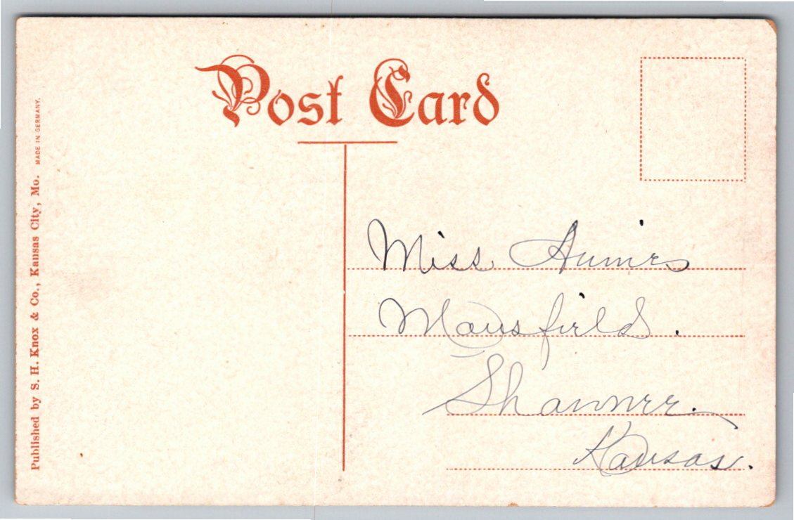 Historic 1908 Petticoat Lane Postcard: Kansas City Shopping - Back / Reverse View