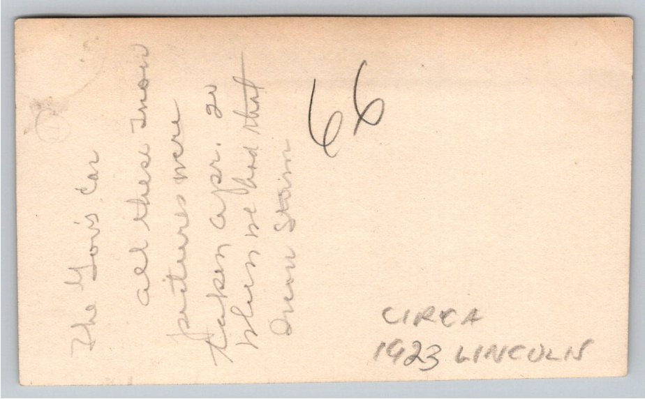 Vintage 1923 Lincoln Sedan in Winter Snow Storm Original Snapshot - Back / Reverse View